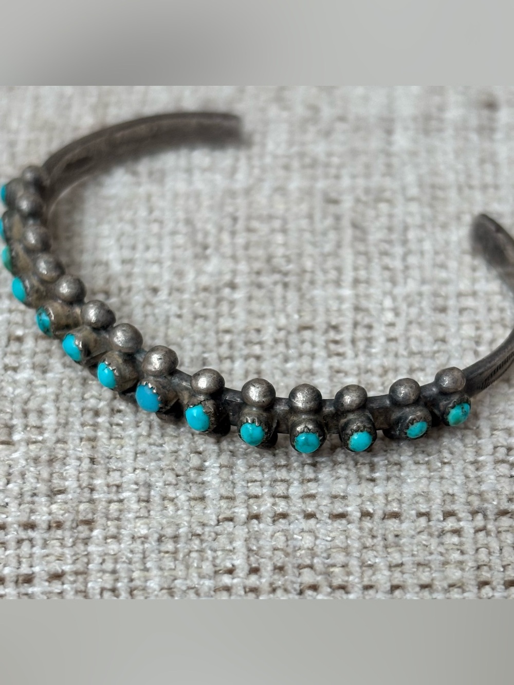 Vintage Silver Blue Stone Cuff Bracelet Zuni Style